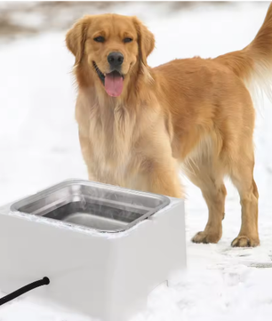 Verwarmde Waterbak 3,2 L voor Dieren – RVS Kom met Verwarmingsbasis
