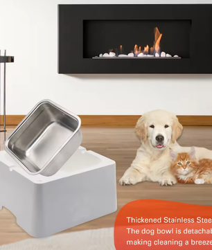 Verwarmde Waterbak 3,2 L voor Dieren – RVS Kom met Verwarmingsbasis