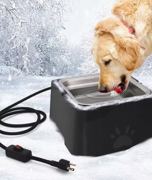 Verwarmde Waterbak 3,2 L voor Dieren – RVS Kom met Verwarmingsbasis