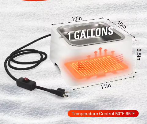 Verwarmde Waterbak 3,2 L voor Dieren – RVS Kom met Verwarmingsbasis