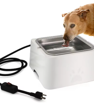 Verwarmde Waterbak 3,2 L voor Dieren – RVS Kom met Verwarmingsbasis