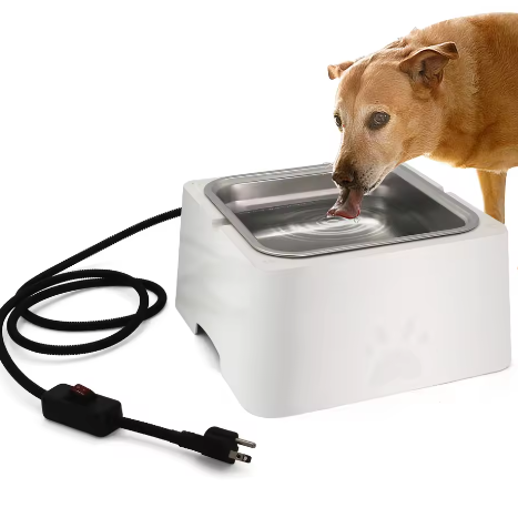 Verwarmde Waterbak 3,2 L voor Dieren – RVS Kom met Verwarmingsbasis