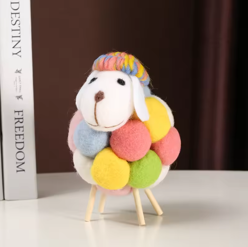 Vilten Schapen Decoratie – Kawaii Beeldje voor Huis en Kamer