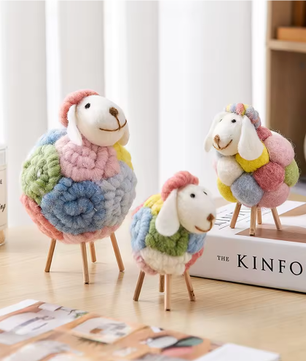 Vilten Schapen Decoratie – Kawaii Beeldje voor Huis en Kamer