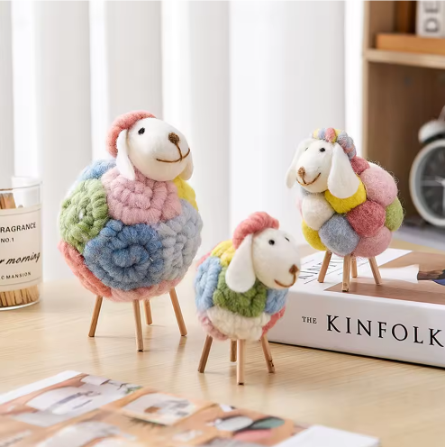 Vilten Schapen Decoratie – Kawaii Beeldje voor Huis en Kamer