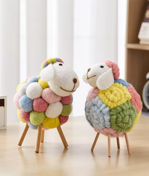 Vilten Schapen Decoratie – Kawaii Beeldje voor Huis en Kamer
