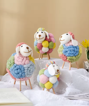 Vilten Schapen Decoratie – Kawaii Beeldje voor Huis en Kamer