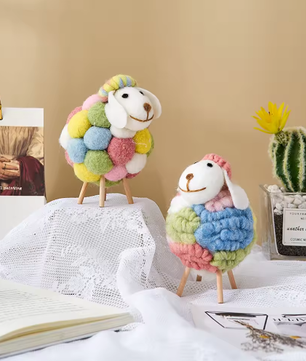 Vilten Schapen Decoratie – Kawaii Beeldje voor Huis en Kamer