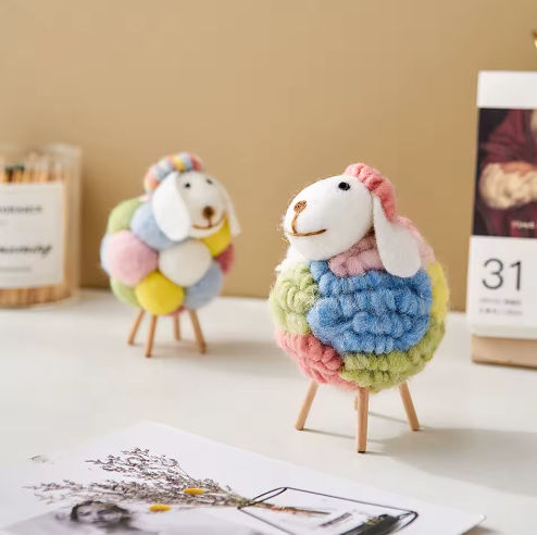 Vilten Schapen Decoratie – Kawaii Beeldje voor Huis en Kamer