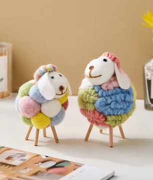 Vilten Schapen Decoratie – Kawaii Beeldje voor Huis en Kamer