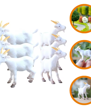 Set van 6 Mini Geitenbeeldjes – Realistische Boerderijdier Figuren