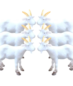 Set van 6 Mini Geitenbeeldjes – Realistische Boerderijdier Figuren