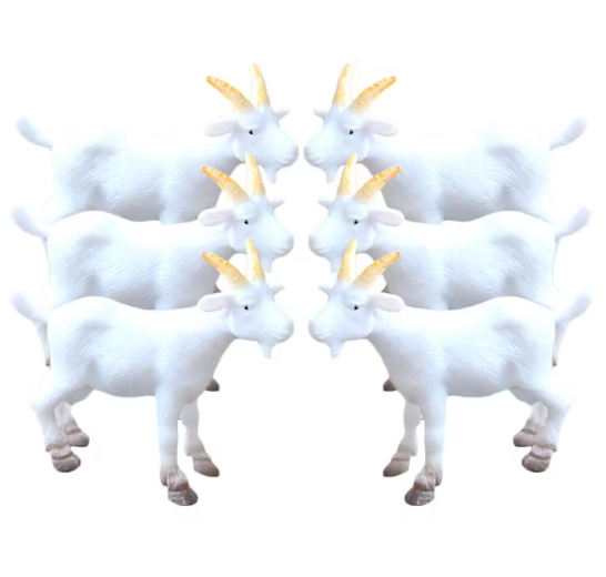 Set van 6 Mini Geitenbeeldjes – Realistische Boerderijdier Figuren