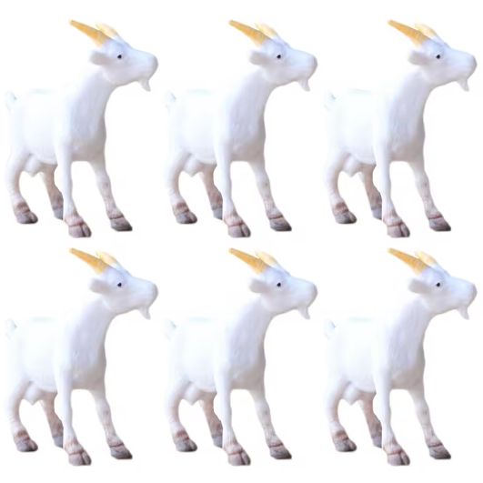 Set van 6 Mini Geitenbeeldjes – Realistische Boerderijdier Figuren