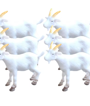 Set van 6 Mini Geitenbeeldjes – Realistische Boerderijdier Figuren