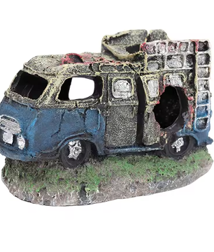 Auto Wrak Aquarium Decoratie – Hars Ornament met Schuilplaats voor Vissen en Aquatische Dieren
