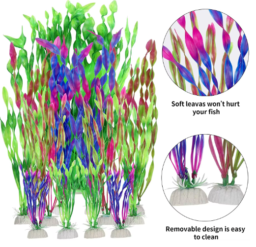 Set Kunstmatige Aquariumplanten – Plastic Zeewier en Watergras Decoratie (5 of 10 Stuks)