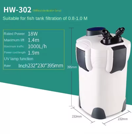 Externe Aquariumfilter met UV Lamp – Cilinder Filter voor Schoon en Helder Aquariumwater