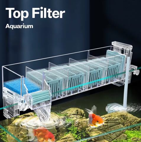 Aquarium Waterval Topfilter – Meerlaags Filtersysteem met Zuurstofcirculatie