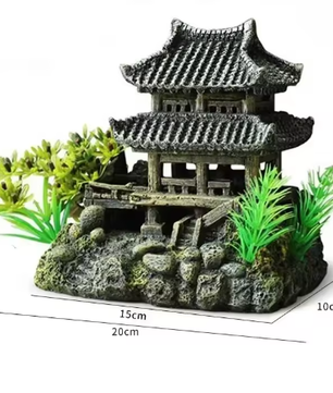 Aquarium Huis Decoratie – Hars Ornament met Brug en Landschap voor Vissentank