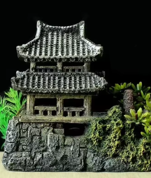 Aquarium Huis Decoratie – Hars Ornament met Brug en Landschap voor Vissentank