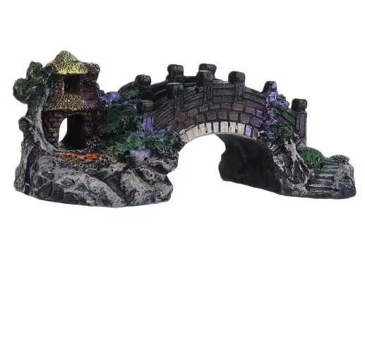 Aquarium Brug Decoratie – Hars Prieel en Rotstuin Ornament voor Vissentank