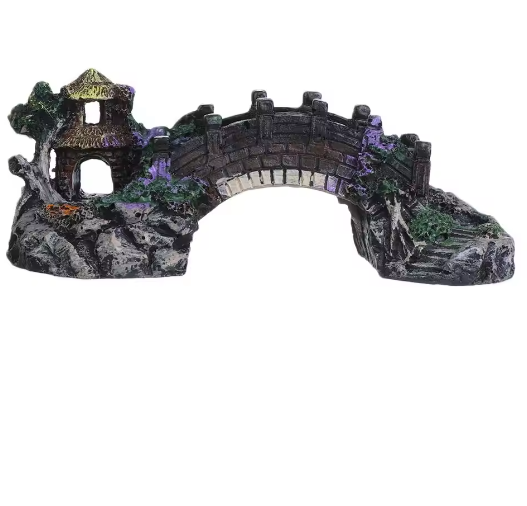 Aquarium Brug Decoratie – Hars Prieel en Rotstuin Ornament voor Vissentank