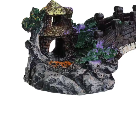 Aquarium Brug Decoratie – Hars Prieel en Rotstuin Ornament voor Vissentank