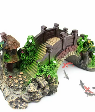 Aquarium Brug Decoratie – Hars Prieel en Rotstuin Ornament voor Vissentank