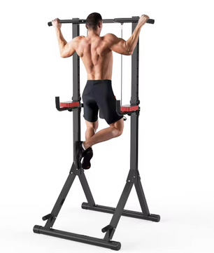 pvouwbare Power Tower Dip Station – In Hoogte Verstelbare Multifunctionele Krachtstation met Max. 150 kg Draagvermogen