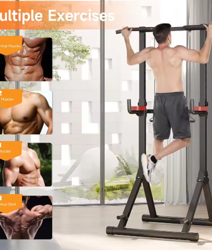 pvouwbare Power Tower Dip Station – In Hoogte Verstelbare Multifunctionele Krachtstation met Max. 150 kg Draagvermogen