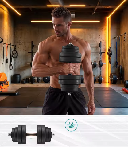 2-in-1 Dumbbell Set met Halterstang – Verstelbaar Gewicht Tot 30 kg voor Krachttraining Thuis