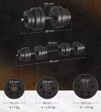 2-in-1 Dumbbell Set met Halterstang – Verstelbaar Gewicht Tot 30 kg voor Krachttraining Thuis