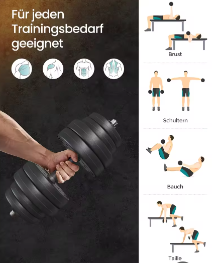 2-in-1 Dumbbell Set met Halterstang – Verstelbaar Gewicht Tot 30 kg voor Krachttraining Thuis