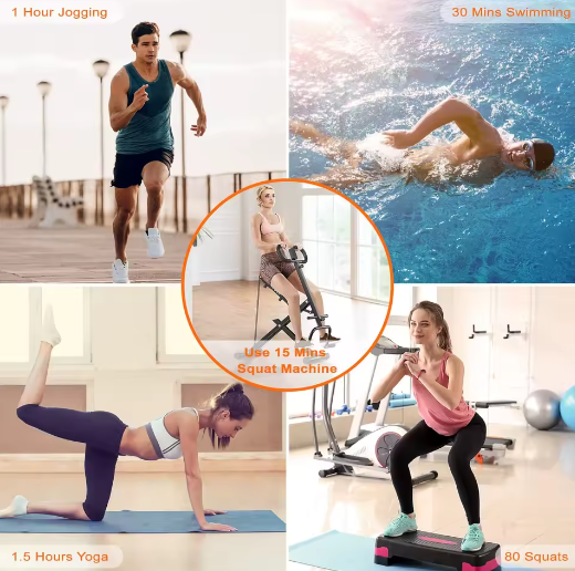 Squat Machine met Weerstandsbanden en LCD Monitor – Opvouwbare Fitness Trainer voor Thuisgebruik