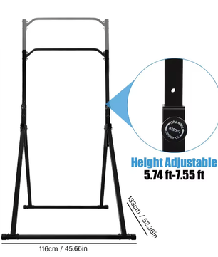 Pull Up Bar Station – In Hoogte Verstelbare Krachttrainer met Driehoekige Basis tot 200 kg