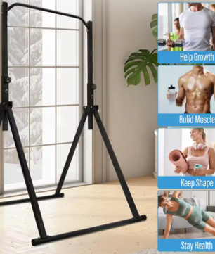 Pull Up Bar Station – In Hoogte Verstelbare Krachttrainer met Driehoekige Basis tot 200 kg