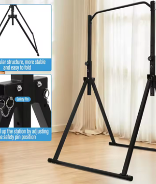 Pull Up Bar Station – In Hoogte Verstelbare Krachttrainer met Driehoekige Basis tot 200 kg