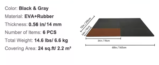 25-Delige Gym Vloermatten Set – EVA Foam en Rubber Interlocking Matten voor Fitness en Bescherming