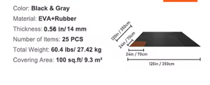 25-Delige Gym Vloermatten Set – EVA Foam en Rubber Interlocking Matten voor Fitness en Bescherming