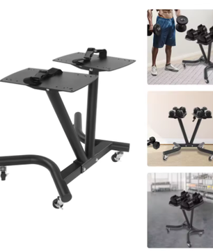 V-Vormig Halterrek met Wielen – Verstelbare Dumbbell Standaard voor Thuisgym en Fitnessruimte