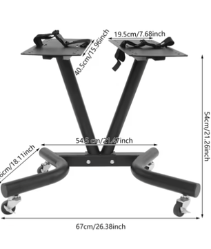 V-Vormig Halterrek met Wielen – Verstelbare Dumbbell Standaard voor Thuisgym en Fitnessruimte