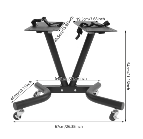 V-Vormig Halterrek met Wielen – Verstelbare Dumbbell Standaard voor Thuisgym en Fitnessruimte