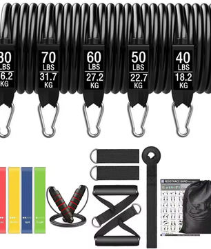 Workout Bar met Weerstandsbanden Set – Multifunctionele Fitness Bar voor Krachttraining en Thuisworkouts