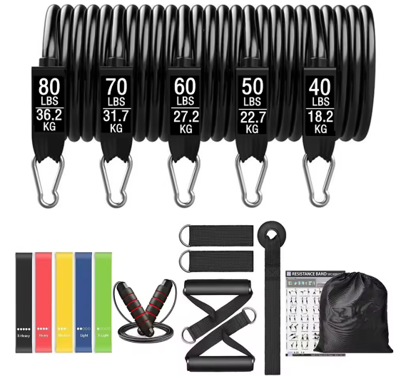 Workout Bar met Weerstandsbanden Set – Multifunctionele Fitness Bar voor Krachttraining en Thuisworkouts