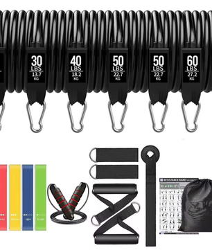 Workout Bar met Weerstandsbanden Set – Multifunctionele Fitness Bar voor Krachttraining en Thuisworkouts