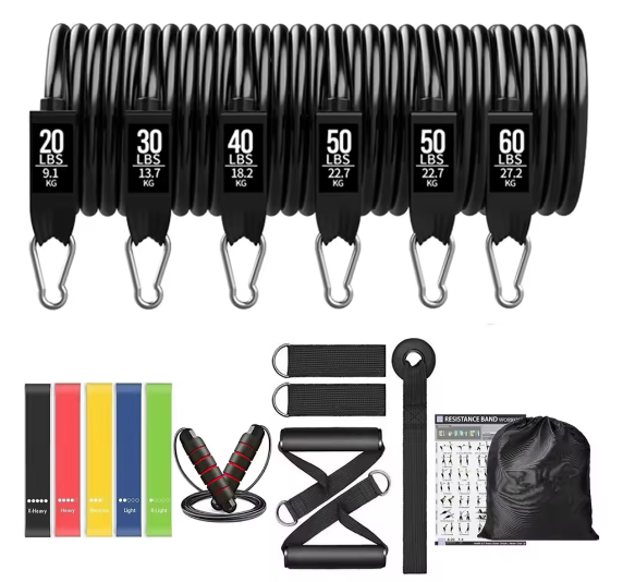 Workout Bar met Weerstandsbanden Set – Multifunctionele Fitness Bar voor Krachttraining en Thuisworkouts