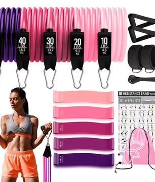 Workout Bar met Weerstandsbanden Set – Multifunctionele Fitness Bar voor Krachttraining en Thuisworkouts