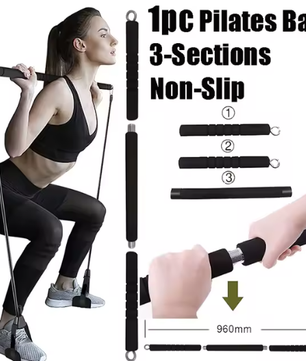 Workout Bar met Weerstandsbanden Set – Multifunctionele Fitness Bar voor Krachttraining en Thuisworkouts