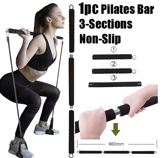 Workout Bar met Weerstandsbanden Set – Multifunctionele Fitness Bar voor Krachttraining en Thuisworkouts